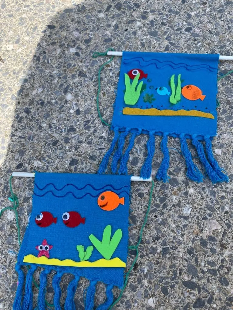 Genähte Stofffische der Kinder